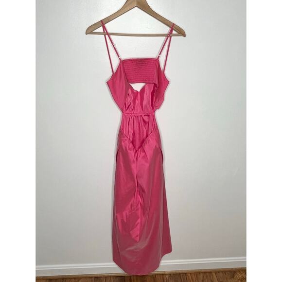 J. Crew Collection Women Bow Front Cutout Midi Dress Pink Stretch Taffeta Coquet - Picture 10 of 14